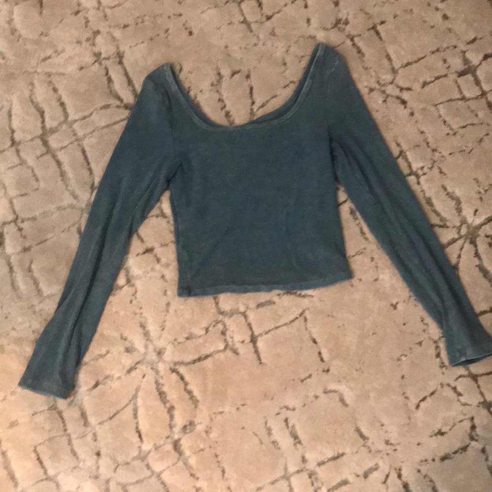 wild fable blue low neck long sleeve shirt